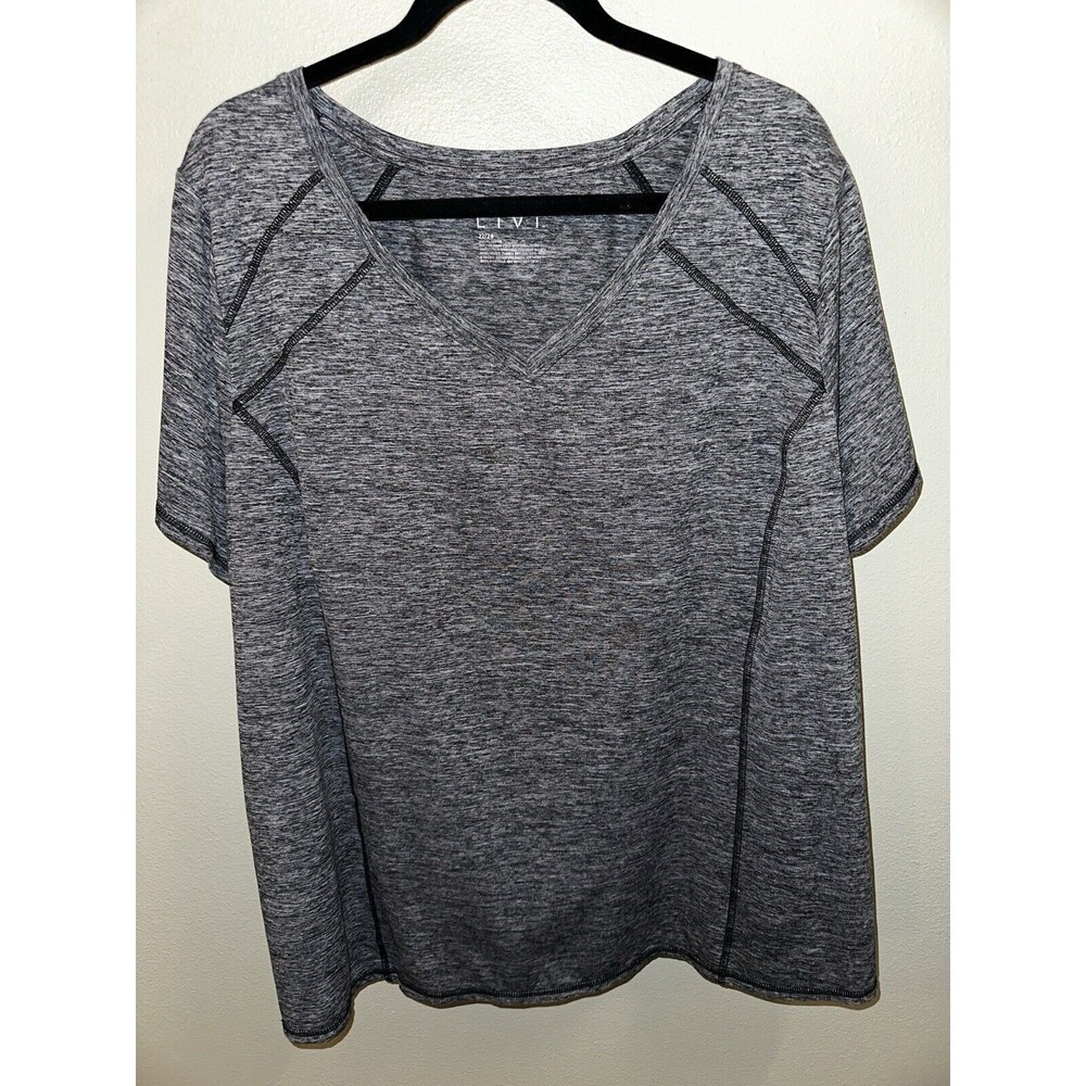 Livi Plus Size Exercise Workout Top 22 24 Womens Lane Bryant Black Grey Shirt